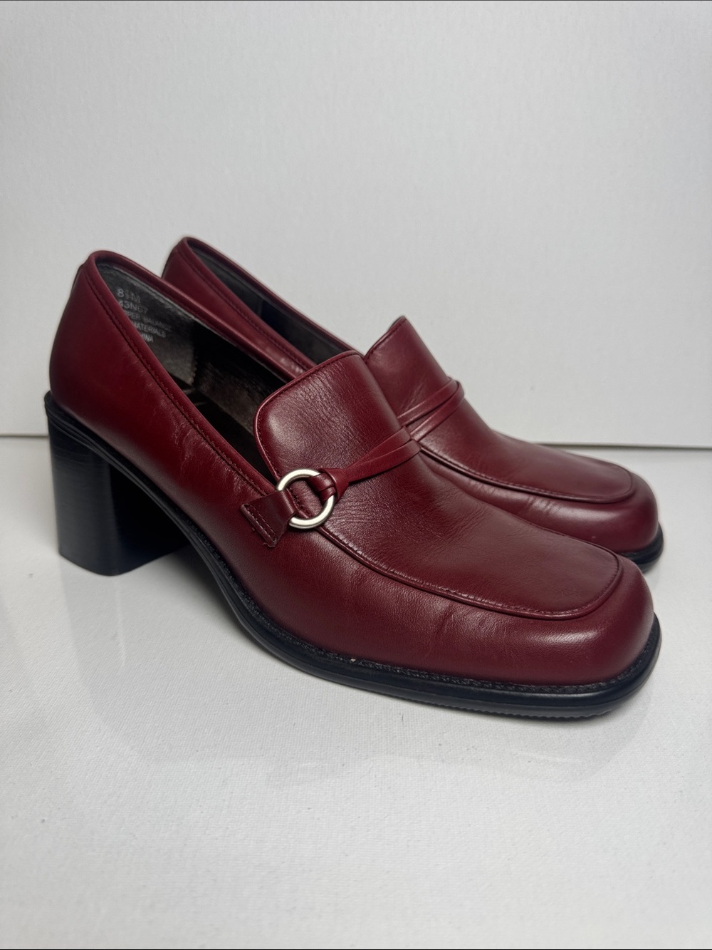 Naturalizer Burgundy Leather Block Heel Loafers